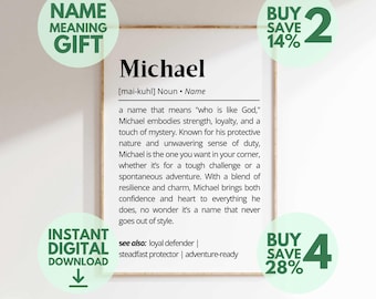Michael Name Meaning Print | Personalized Nursery Art (Digital Download)