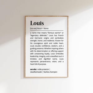 Louis Name Definition Wall Art Personalized Name Meaning Minimalist Typography Poster Baby Shower Printable Gift Baptism Nursery Home Decor