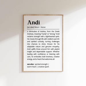 Andi Name Meaning Printable Art: Personalized Boy Name Gift (Digital Download)