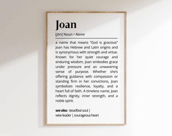 Joan Name Meaning Print | Personalized Gift | Nursery Wall Art | Instant Digital Download