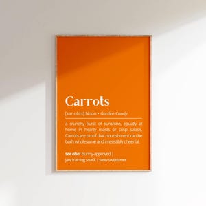 Carrots Definition Wall Art Funny Kitchen Printable Food Humor Typography Decor Gift Idea Food Lovers Trendy Cute Kitchen Vegetables Poster