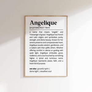 Angelique Name Definition Wall Art Personalized Name Meaning Gift for Her Minimalist Typography Poster Baby Shower Printable Nursery Decor