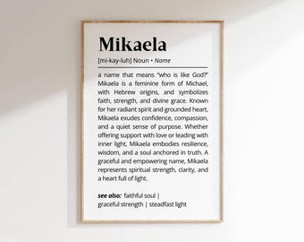 Mikaela Name Meaning Print | Personalized Gift | Nursery Wall Art | Instant Digital Download