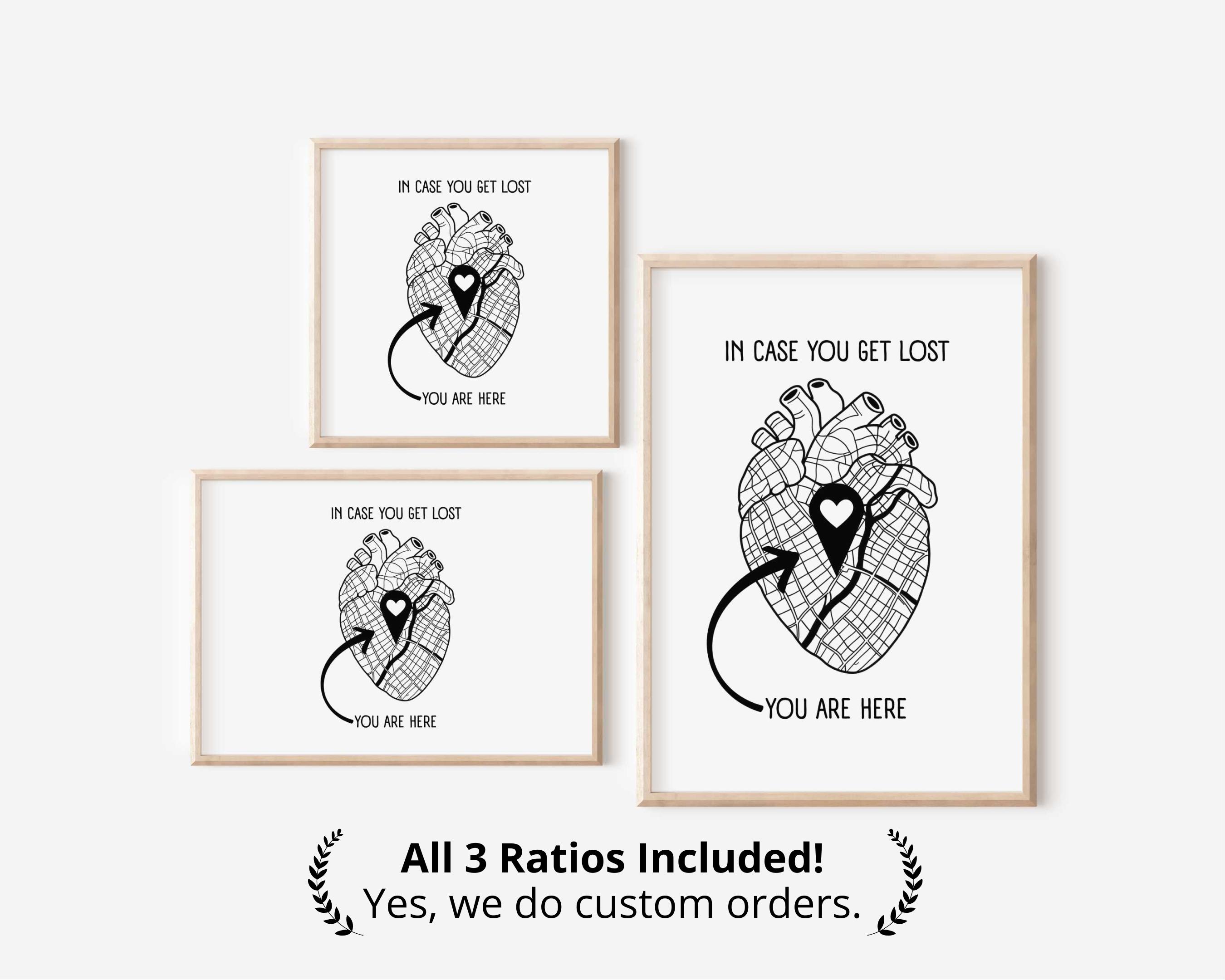 Anatomical Heart Map Art Print | Minimalist Love Gift (digital