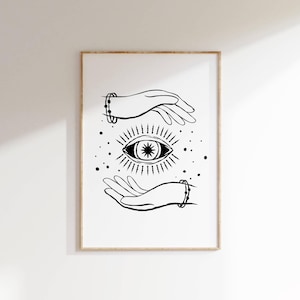 Mystical Hand with Eye Art Print: Boho Esoteric Decor (Digital Download)