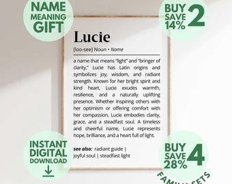 Lucie Name Meaning Print | Personalized Gift | Nursery Wall Art | Instant Digital Download