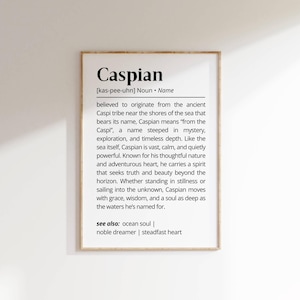 Caspian Name Definition Wall Art Personalized Name Meaning Gift for Him Minimalist Typography Poster Baby Shower Printable Nursery Art Decor
