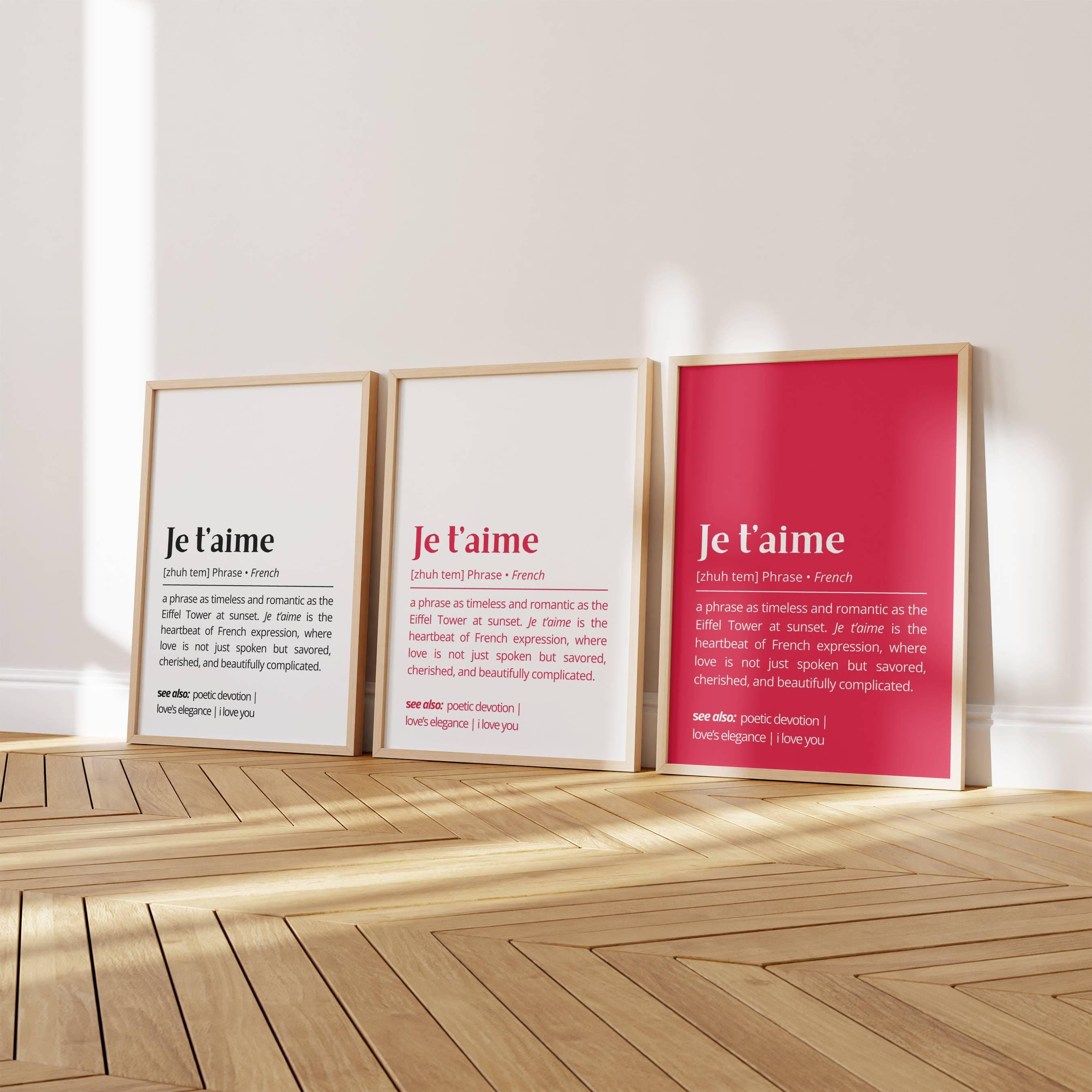Je T'aime Definition Print: French Love Typography (digital Download ...