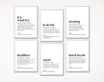 Funny Office Definition Art Prints: Set of 6 (Digital Download)