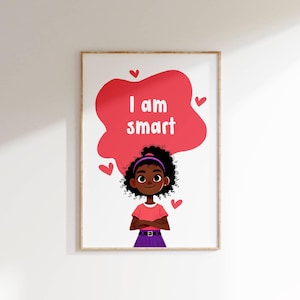 Black Girl Affirmation Wall Decor Gift for Girls Room Inspirational Quote African American WallArt Motivational Saying Kids Printable Poster