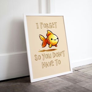 Goldfish Poster, Funny fish Quote, Goldfish Wall Art, Typography as Art, Fish Wall Art, Quirky Animal Prints, Printable Posters, Art Words