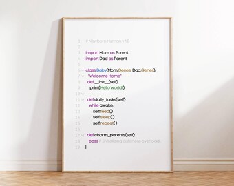 Funny Python Code Baby Poster: Geeky Nursery Decor (Digital Download)