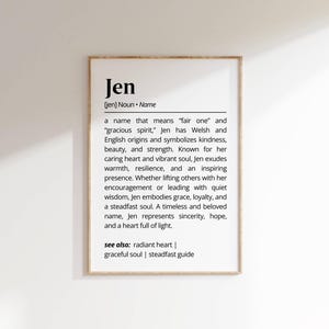 Jen Name Definition Print: Personalized Typography Wall Art (Digital Download)