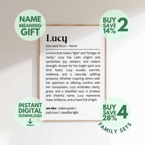 Lucy Name Meaning Print | Personalized Gift | Nursery Wall Art | Instant Digital Download