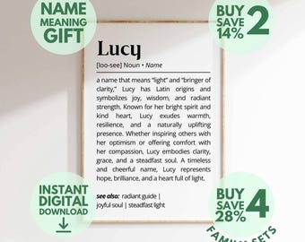 Lucy Name Meaning Print | Personalized Gift | Nursery Wall Art | Instant Digital Download