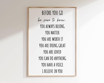 Before You Go Affirmation Print: Inspirational Kids Room Decor (Digital Download)