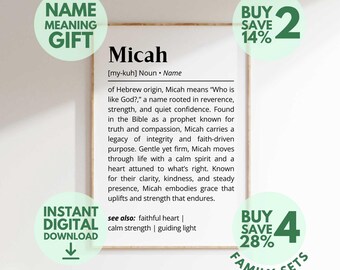 Micah Name Meaning Print | Personalized Gift | Nursery Wall Art | Instant Digital Download