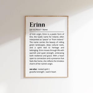 Erinn Name Meaning Print: Personalized Nursery Art (Digital Download)