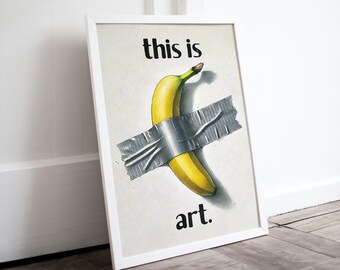 Funny Banana Duct Tape Art Print: Quirky Kitchen Wall Decor