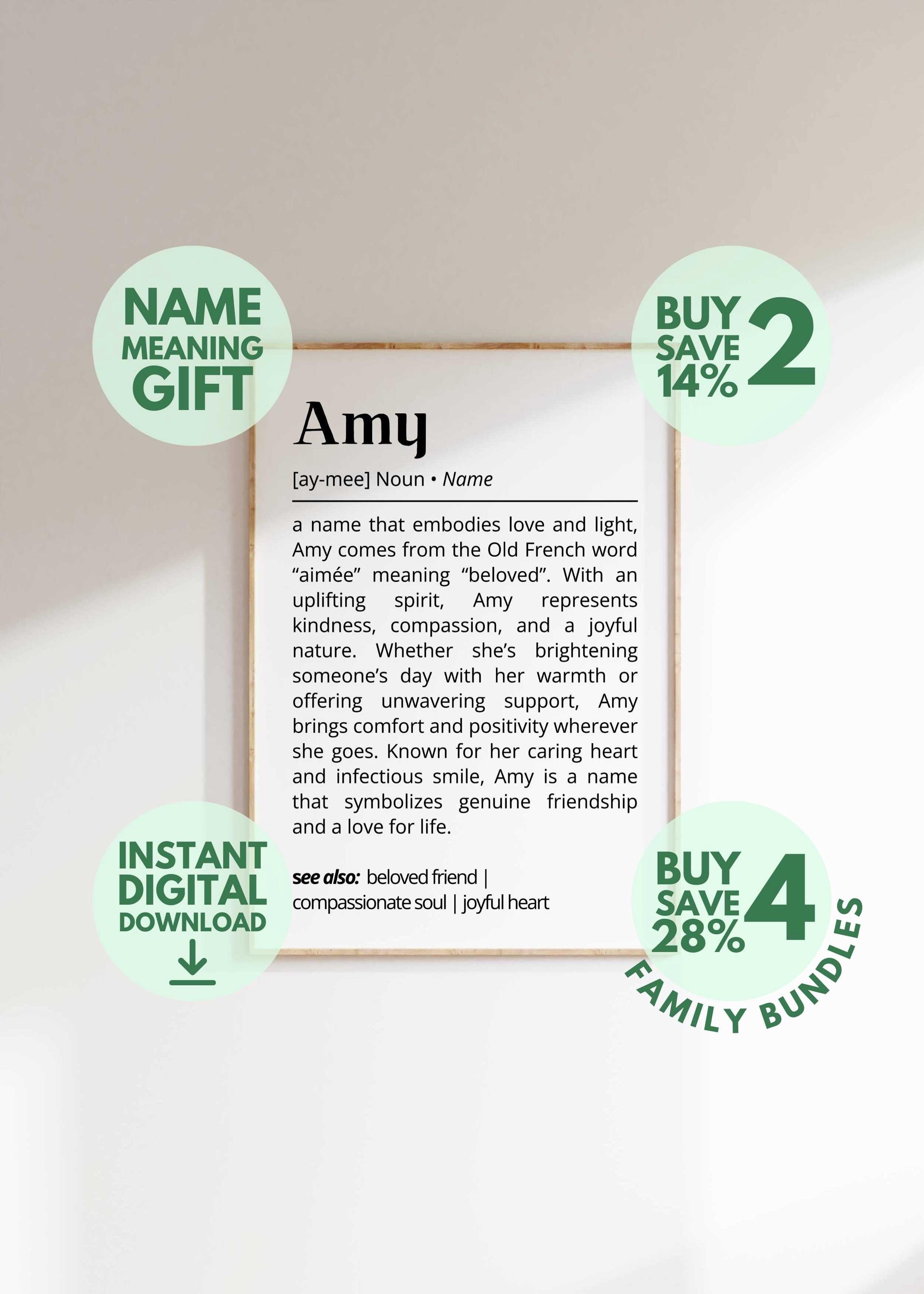 Amy Name Meaning Print | Personalized Gift | Nursery Wall Art 