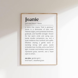 Joanie Name Meaning Print: Personalized Definition, Nursery Decor (Digital Download)