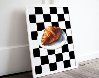 Croissant Art Print: Retro Kitchen Wall Decor (Digital Download)