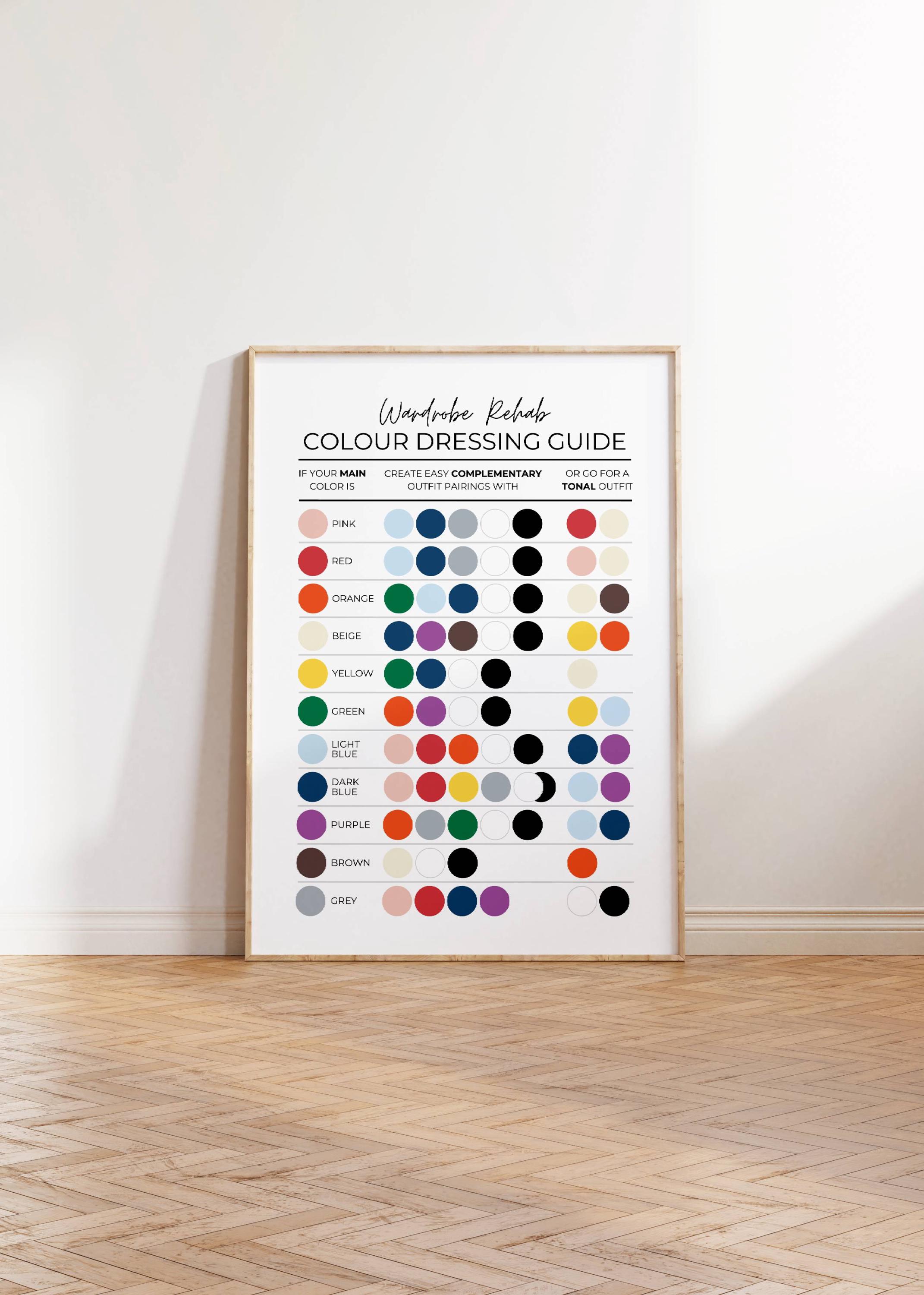 Wardrobe Color Dressing Guide Printable Fashion Style Chart Outfit ...