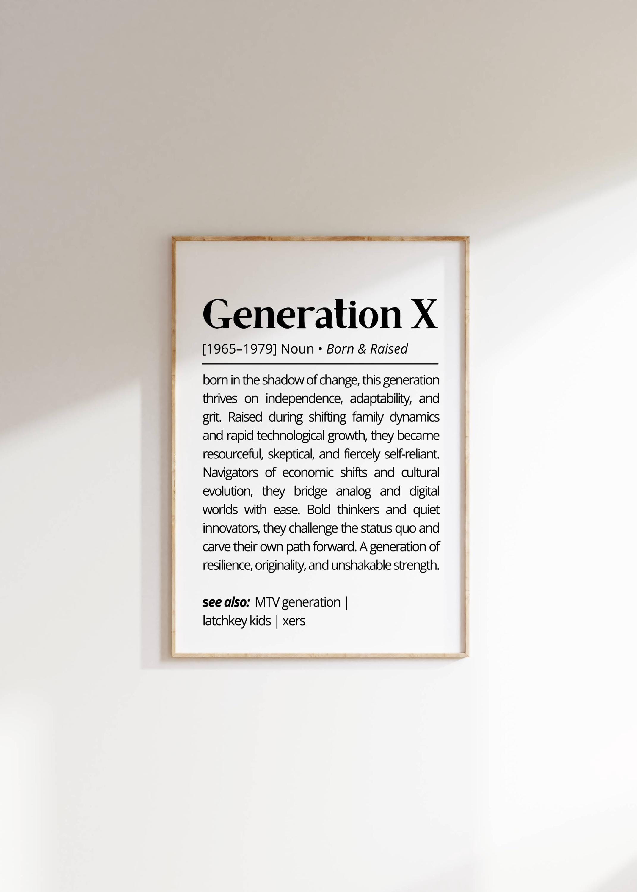 Generation X Definition Print: 70s 80s Retro Typography (digital