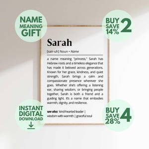 Sarah Name Meaning Print | Personalized Nursery Decor (Digital Download)