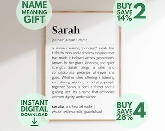 Sarah Name Meaning Print | Personalized Nursery Decor (Digital Download)