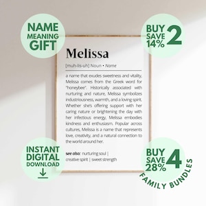 Melissa Name Meaning Print | Personalized Gift | Nursery Wall Art | Instant Digital Download