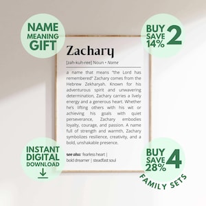 Zachary Name Meaning Print | Personalized Gift | Nursery Wall Art | Instant Digital Download