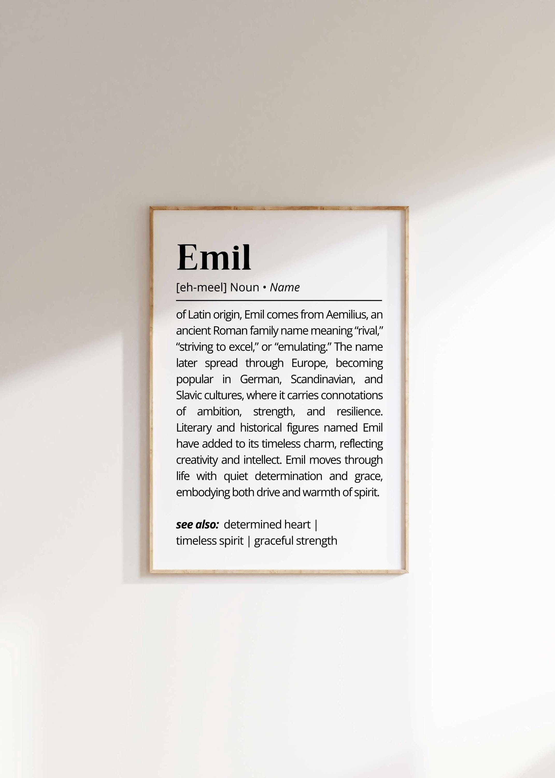 Emil Name Meaning Print | Personalized Gift | Nursery Wall Art