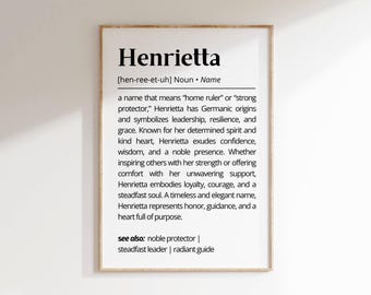 Henrietta Name Meaning Print | Personalized Gift | Nursery Wall Art | Instant Digital Download