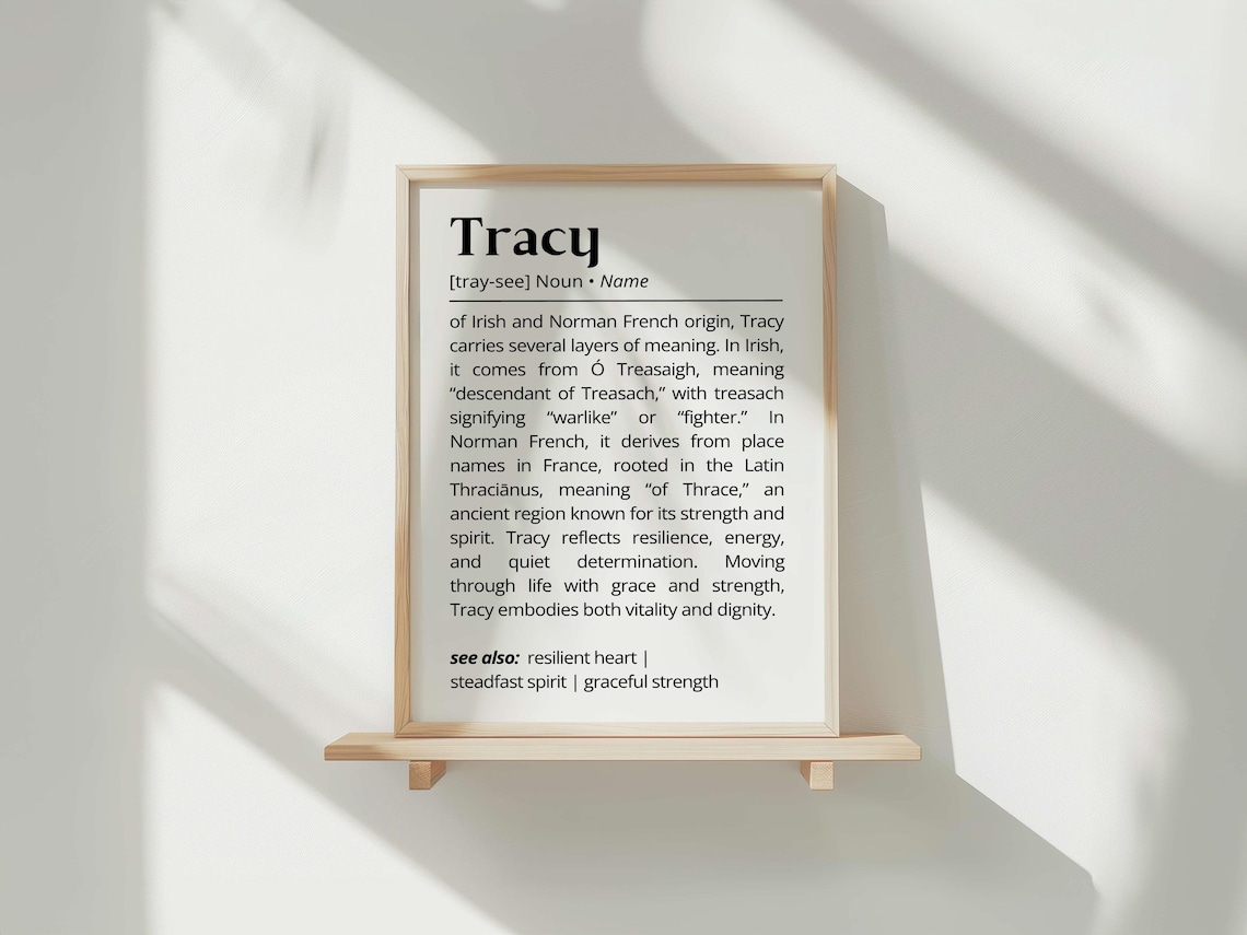 Tracy Name Meaning Print | Personalized Gift | Nursery Wall Art ...