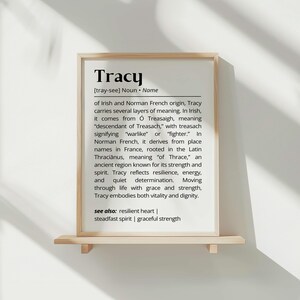 Tracy Name Meaning Wall Art: Personalized Printable Typography Print Gift Idea (Digital Download)