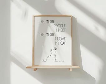 Funny Cat Quote Print: Minimalist Line Art for Cat Lovers (Digital Download)