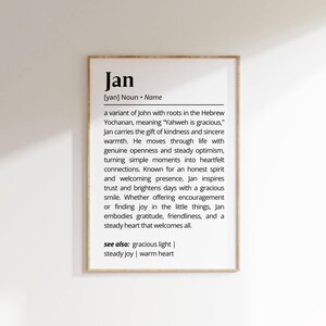 Jan Name Meaning Print: Minimalist Personalized Nursery Decor (Digital Download)