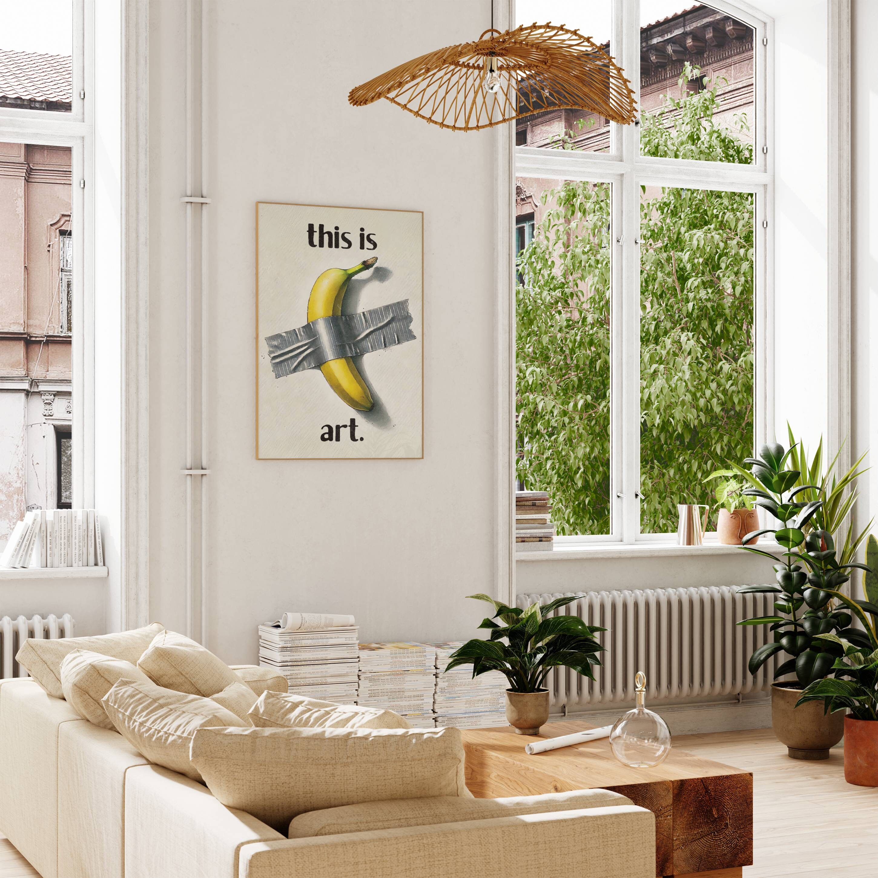 【週末セール】【3Dアート】MULTIPLE BANANA インテリア おしゃれ Funny Banana Duct Tape Art Print: Quirky Kitchen Wall Decor