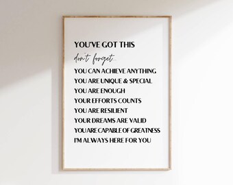 You've Got This Affirmation Print: Kids Classroom Decor (Digital Download)
