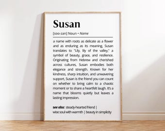 Susan Name Meaning Print | Personalized Gift | Nursery Wall Art | Instant Digital Download