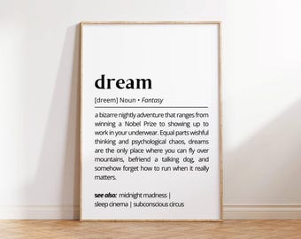 Dream Definition Print: Funny Typography Bedroom Wall Art (Digital Download)