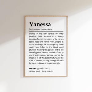 Vanessa Name Meaning Print: Personalized Nursery Decor (Digital Download)