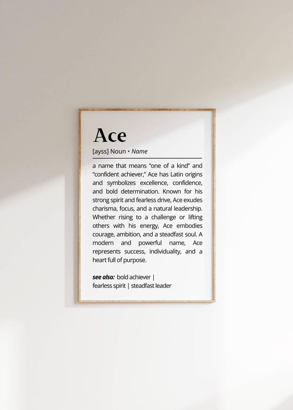 Ace Name Meaning Print | Personalized Gift | Nursery Wall Art