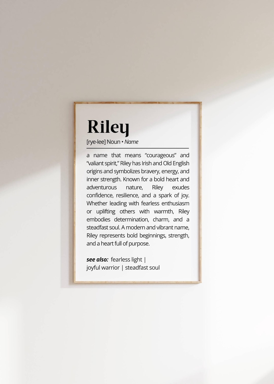 Riley Name Definition Art: Personalized Typography Print (digital ...