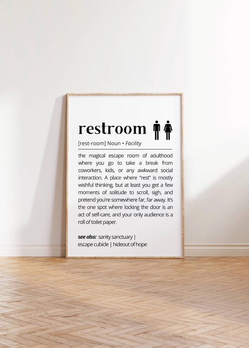 Funny Restroom Definition Print: Humor Bathroom Wall Art (digital ...