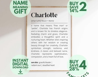 Charlotte Name Meaning Print | Personalized Gift | Nursery Wall