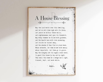 Vintage Christian House Blessing Print: Religious Home Decor (Digital Download)