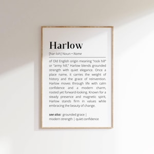 Harlow Name Definition Wall Art Personalized Name Meaning Gift for Him Minimalist Typography Poster Baby Shower Printable Nursery Art Decor