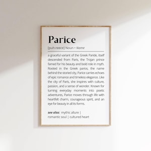 Parice Name Meaning Print: Personalized Girl Name Gift (Digital Download)